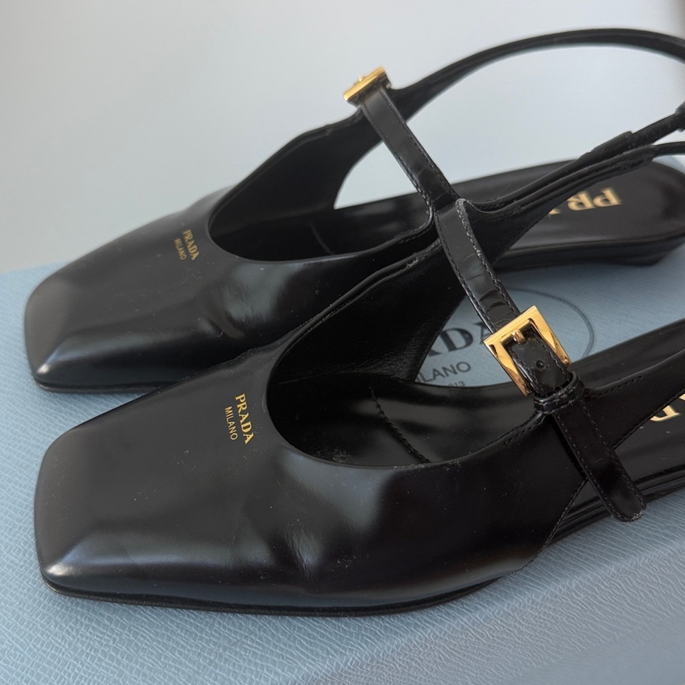 Prada Modellerie Square Toe Slingback Size 5/35 Black - Picture 5 of 7